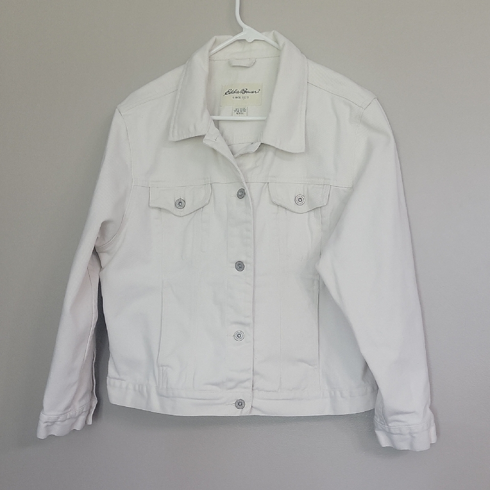 Eddie Bauer Cream Jean Jacket Size LP